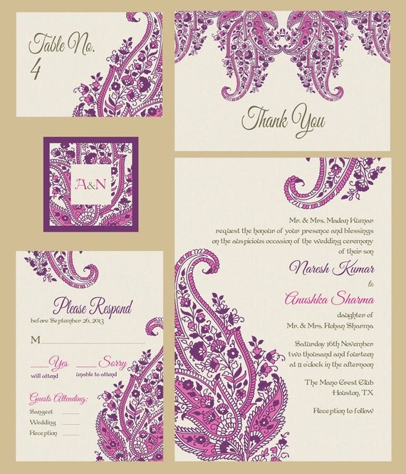 Items similar to Paisley Motif - Pink - Indian Wedding