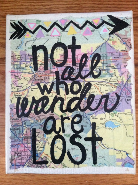Canvas Painting Wander Map Quote by kalligraphy on Etsy