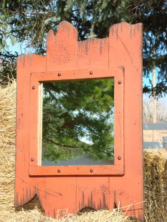 Rustic wood barnwood mirror. Wood framed mirror Antiqued