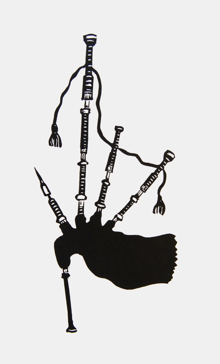 Bagpipes linocut bagpipes art print scottish by TheInkeryStore
