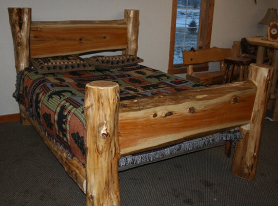 CEDAR LOG BED Cedar Slab Bed Queen Log Bed