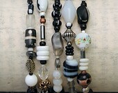 Bracelet black white gray large memory wire OOAK beautiful boho five wrap statement bracelet CUSTOM ORDER