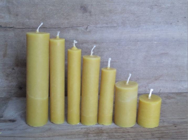 SET of 7 Beeswax Candles Handmade. by on Etsy