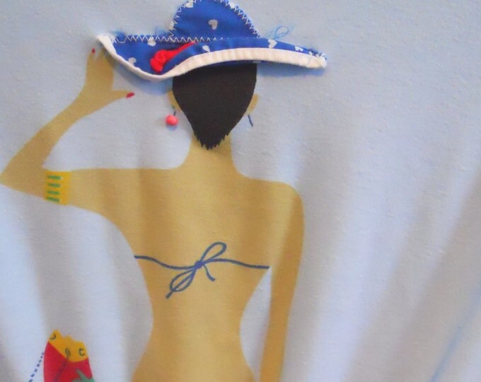 Woman's Hawaiian Romper, Vintage 1986 Blue Playsuit, Beach Cover Up , Size Small