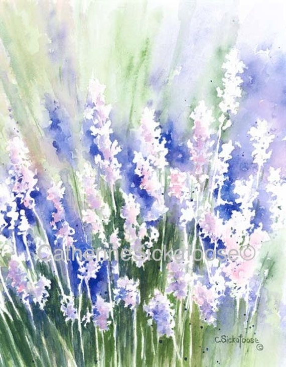 Lavender WATERCOLOR PAINTING fine art giclée purple pink