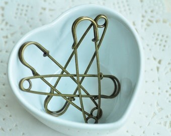 10pcs Safety Pin Brooch Antique Bronze Large Safety Pin Brooch 17x70mm K270