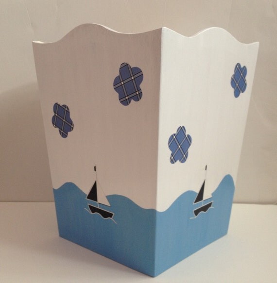 Nautica William Sailboat Boat Trash Can by RenaesLetterBoutique