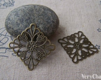 Metal Embellishments Filigree Bronze Stampings 25mm Set of 50 pcs A5085