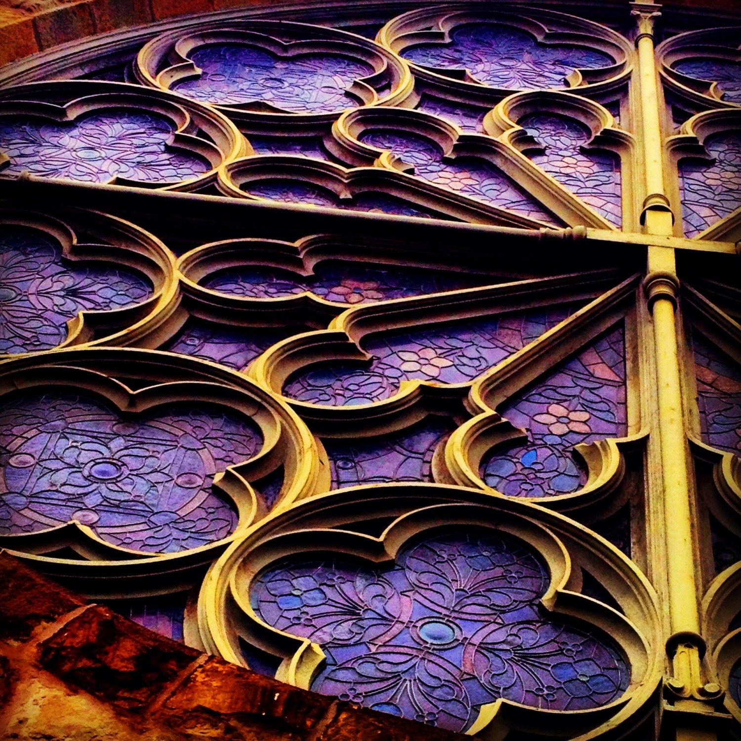 Purple Stained Glass Church Old San Francisco 8x8 photo