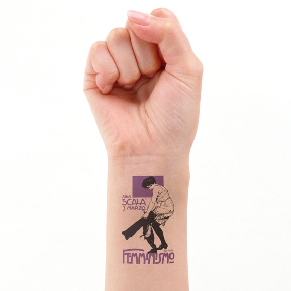 inches of square symbol Suffragette Tattoo of Temporary Print Feminist of 2 (set Rally Vintage