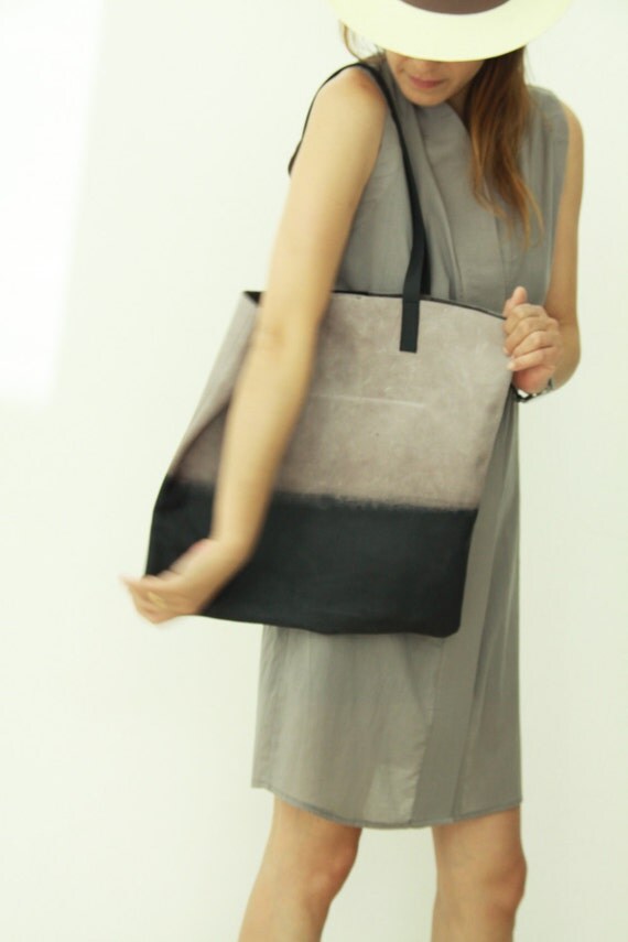 Ombré leather Bag Soft leather tote gradient bag leather