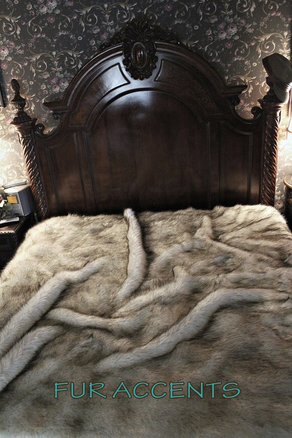 Plush Faux Fur Bedspread Comforter Throw by BedspreadsAndThrows
