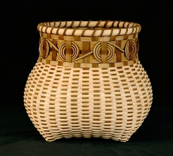 Cherokee Wheels Hand Woven Basket In Natural Colors wicker