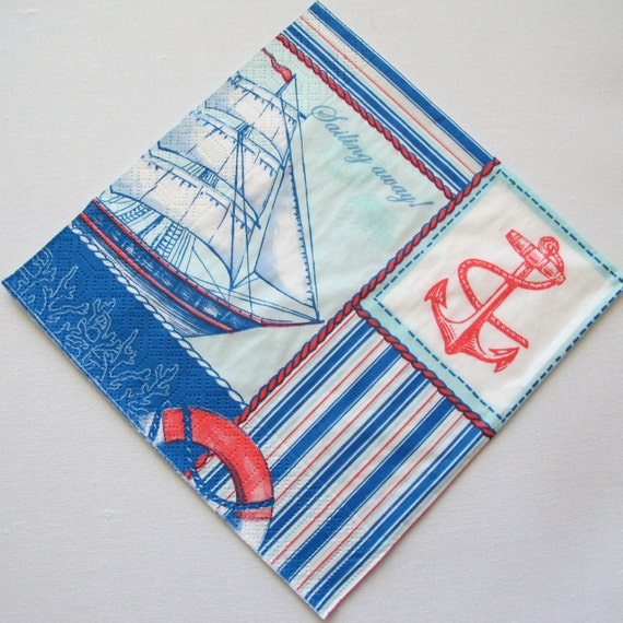 Nautical Themed ONE Paper napkin for decoupage by NapkinsDeco