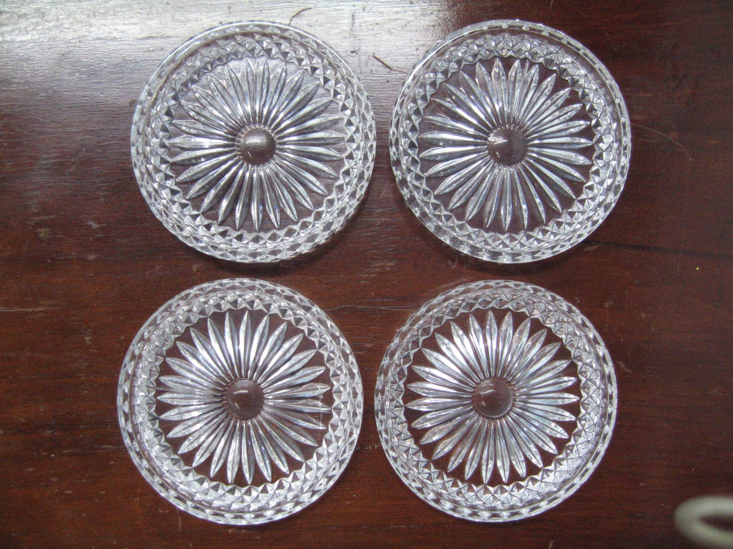 Vintage Clear Glass Coaster Set English Hobnail HW7