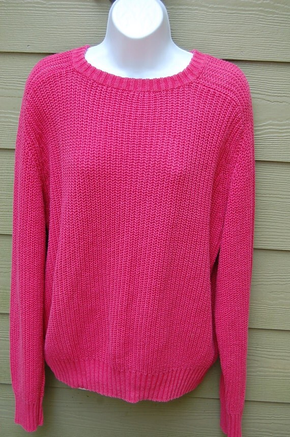 Vintage 80s Rose Mauve Pink Cattivo Ribbed Shaker Knit Sweater