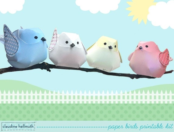 whimsical bird ornaments - perfect for spring, baby shower, wedding decorations and more - printable PDF - INSTANT download Il_570xn