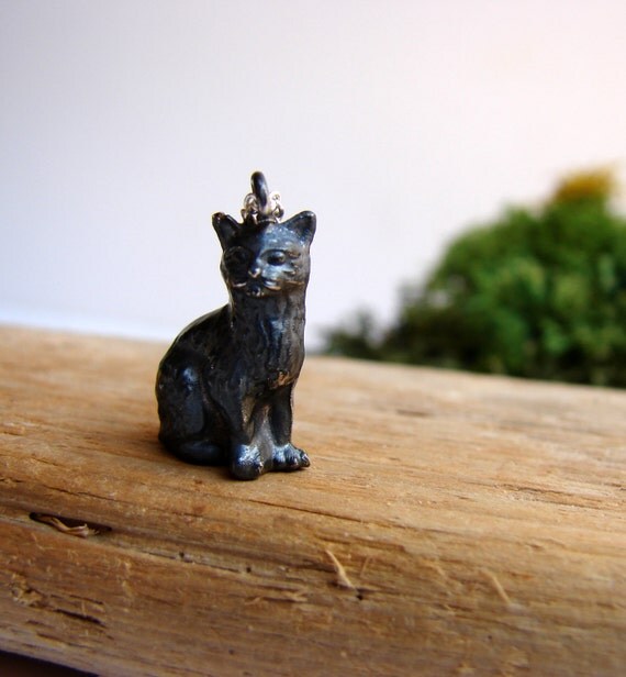 Items similar to Black Cat Necklace Animal Necklace Animal Jewelry