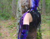 Pixie Scoodie, IntersTellaR WeaVe Hood with braids, Purple and BroWn FesTivaL Hood