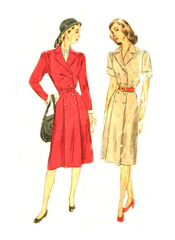 1940s Coat Dress Simplicity 1863 Double by treazureddesignz