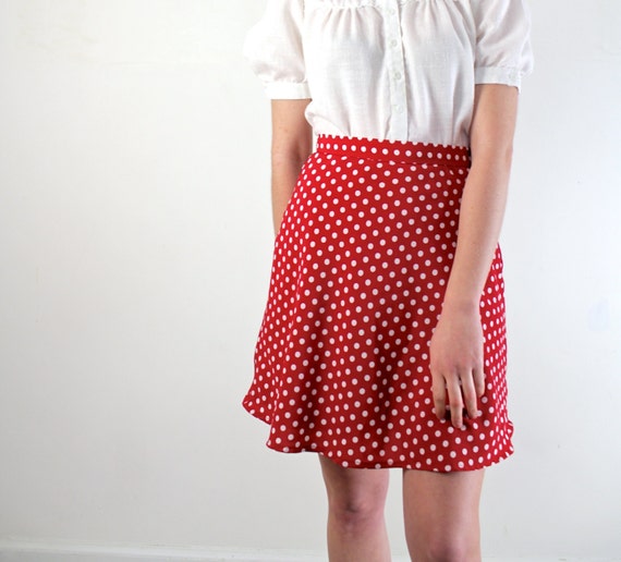 1970s Mini Skirt / 70s Polka Dot Skirt by jessjamesjake on Etsy