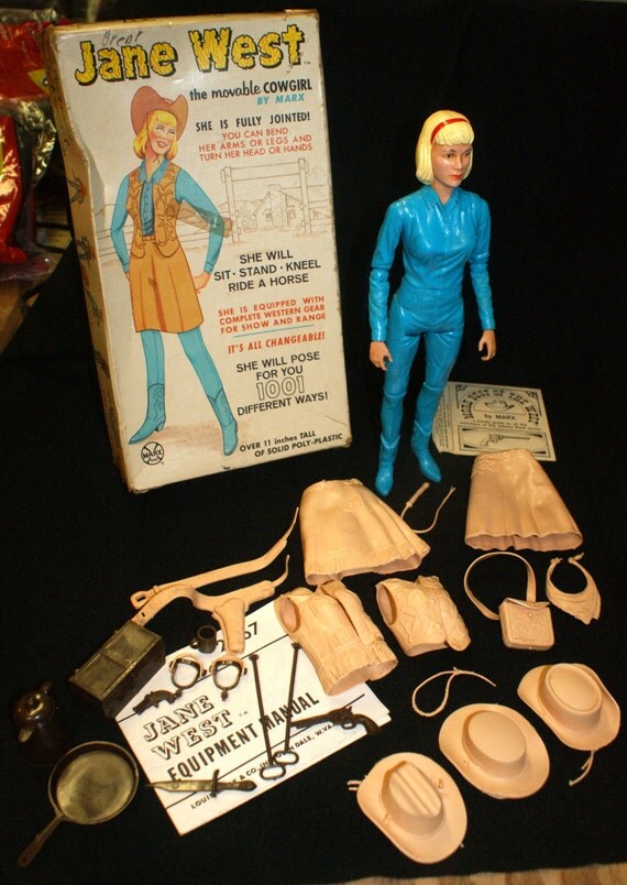 Louis Marx Toys 1965 Jane West Movable Cowgirl Vintage