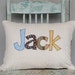 A Monogrammed Pillow for the Home and Nursery in MOUNTAIN, Personalized with Your Baby or Toddler Boy's First Name in Primary