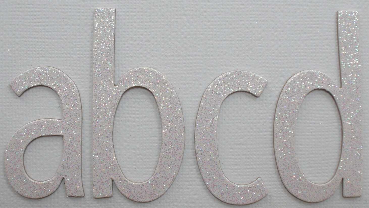 WHITE Glitter Chipboard Alphabet Letters Lowercase Simple