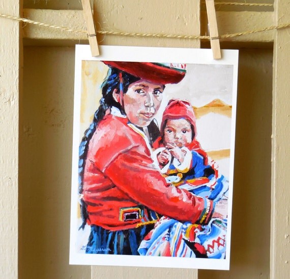 South American Art Ecuadorian Mother And Child Fine Art Print