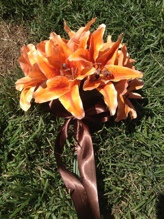 Orange Tiger Lily Bride Bouquet 3818