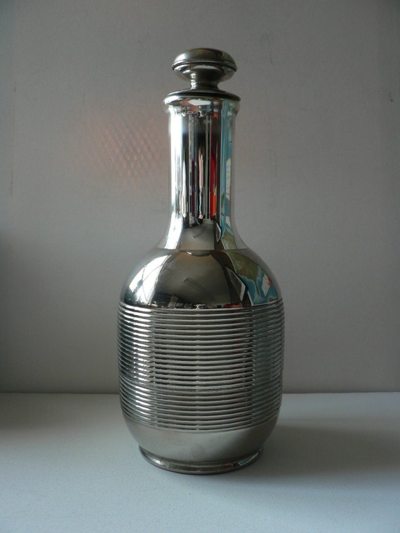 Art Deco chrome Thermos bottle / vintage 1930s barware/