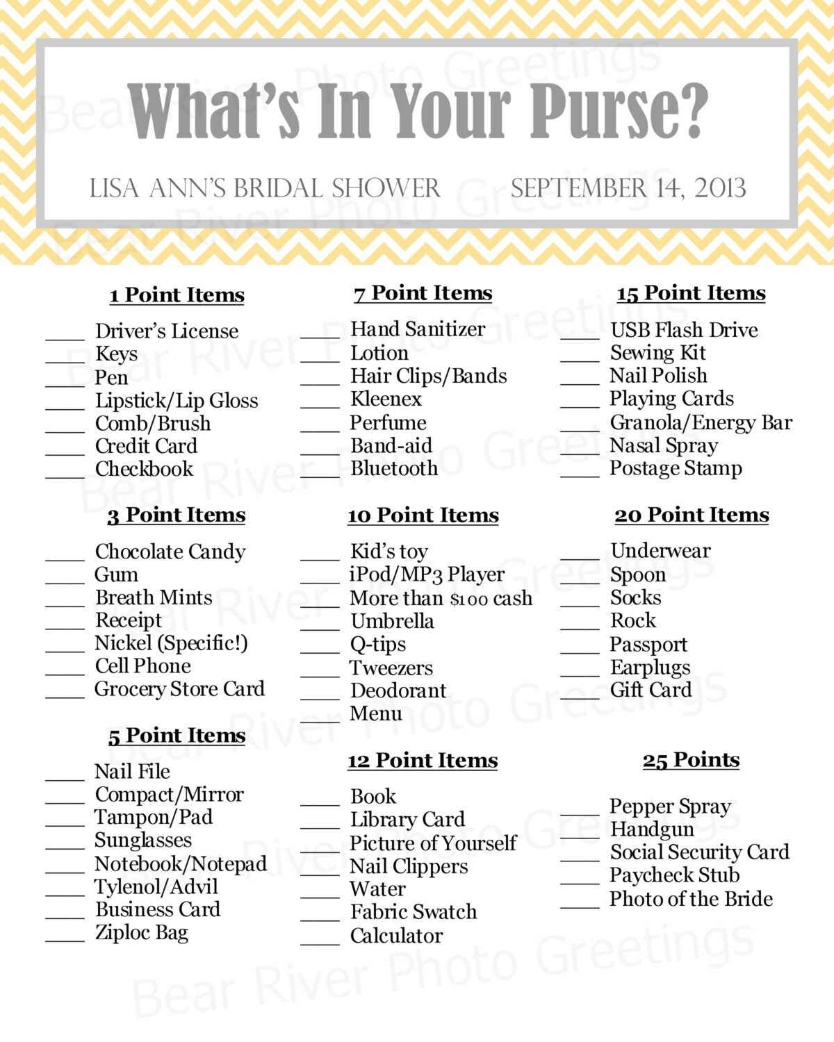 What S In Your Purse Baby Shower Game Printable By Photogreetings