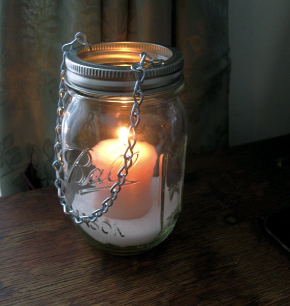 Hanging Mason Jar Luminary DIY Tea Light lids set of 2 by LLFarm