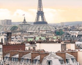 Eiffel Tower Photography First day of Spring - The romantic rooftops - Paris photography- soft blue and grey - Paris, France, Paris Art