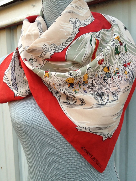 Banana Republic silk classic Scarf 1980's designer