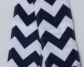 Camera Strap Cover- lens cap pocket and padding - Navy Chevron