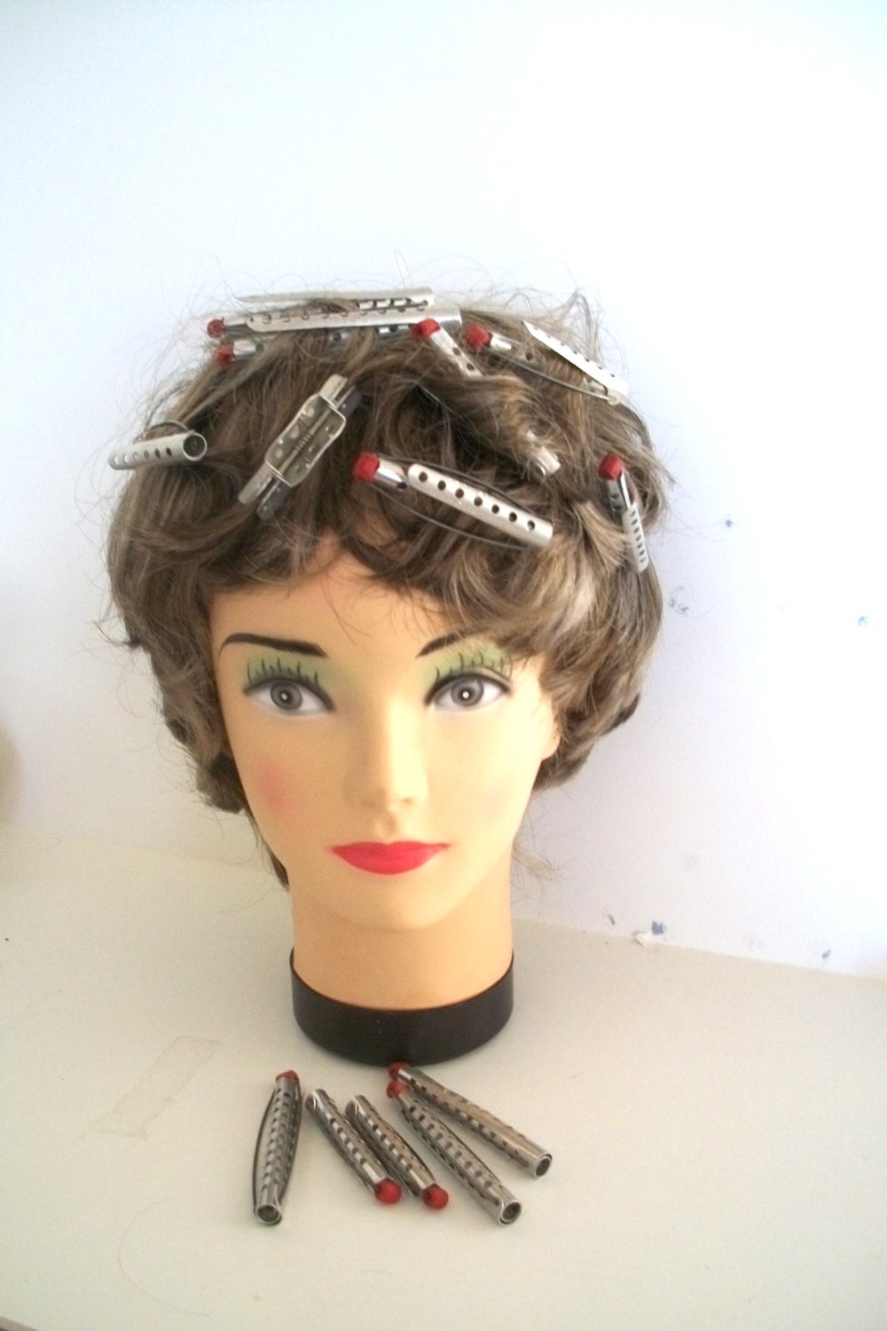 Vintage Metal Hair Curlers/ Perm Rods Lot of 12 With 1 Metal