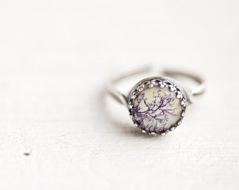 Tree ring - Dainty ring - Adjustable ring - Silver ring - Grey ring - Winter tree jewelry (R039)