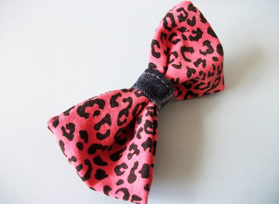 Pink Leopard Print Upcycled Hair Bow