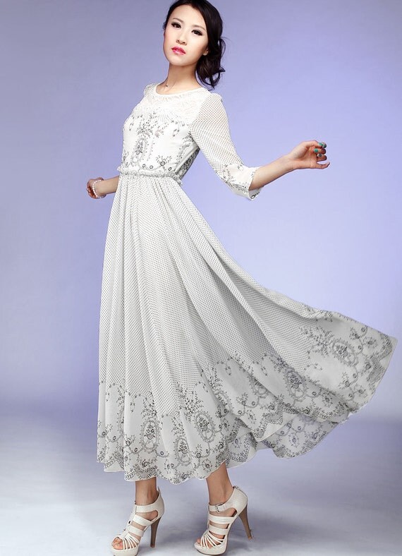 Chiffon dress woman maxi dress wedding dress charming by xiaolizi