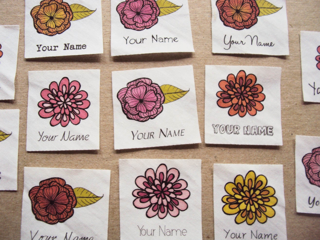 Sew in name tags with flowers personalized clothing by ananemone