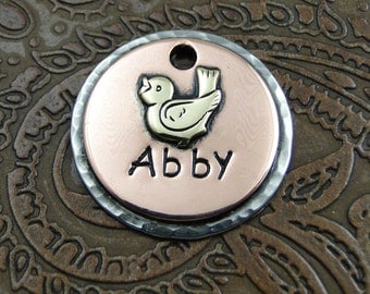 Custom Dog or Cat ID Tag, Personalized Birdy Collar Tag - Pet ID Tag