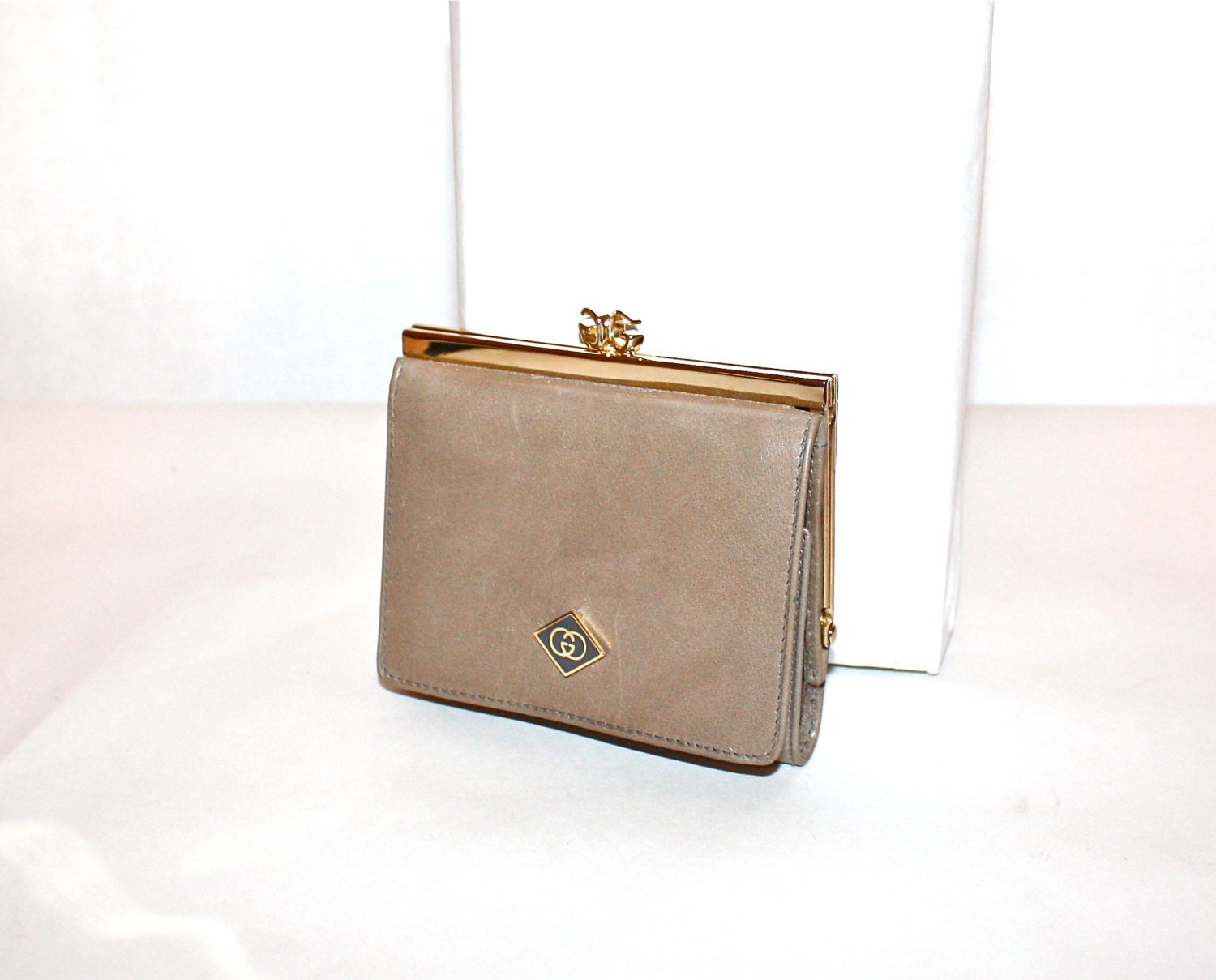 Vintage GUCCI Wallet Taupe Leather Tri-Fold by StatedStyle on Etsy