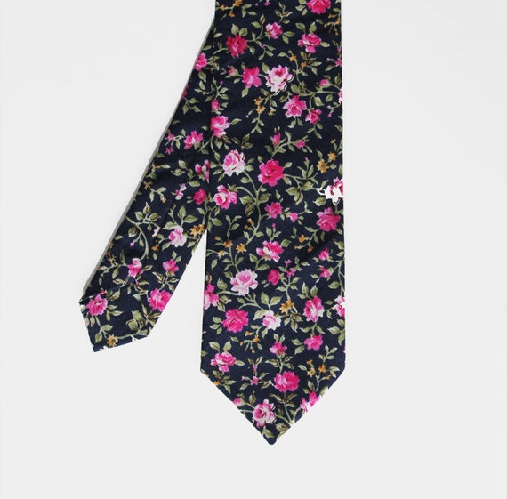 Pip - Midnight Navy Floral Cotton Men's Tie