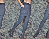 Eco  leggings with built in pocket skirt in bamboo- yoga pants dark gray