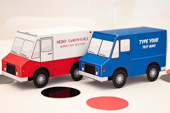 Delivery Truck Favor Box - DIY Printable PDF Il_570xn