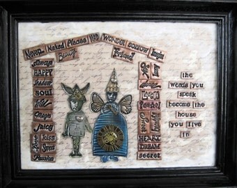 OOAK Mixed Media Mosaic Altar - The Words You Speak Become The House You Live In