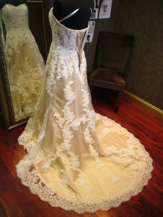 Stunning Champagne Wedding Dress with Ivory Lace