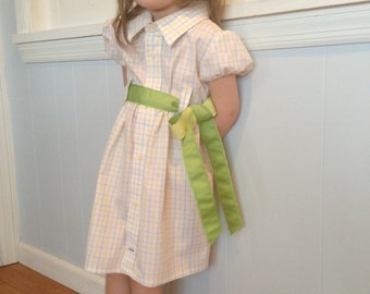 Cap Sleeved Upcycled Shirt Dress- size 4T/5T