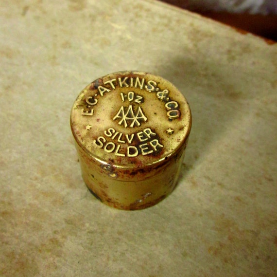 Vintage Brass Tin Holding Silver Solder E.C. Atkins & CO 1